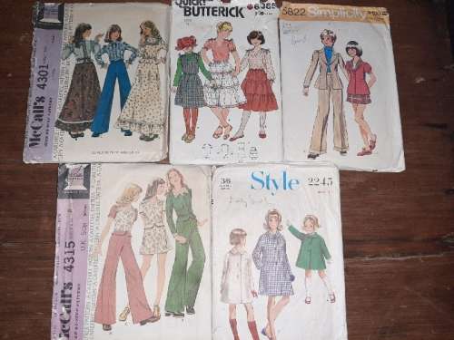 5 x Young Girl Clothing Patterns - Vintage