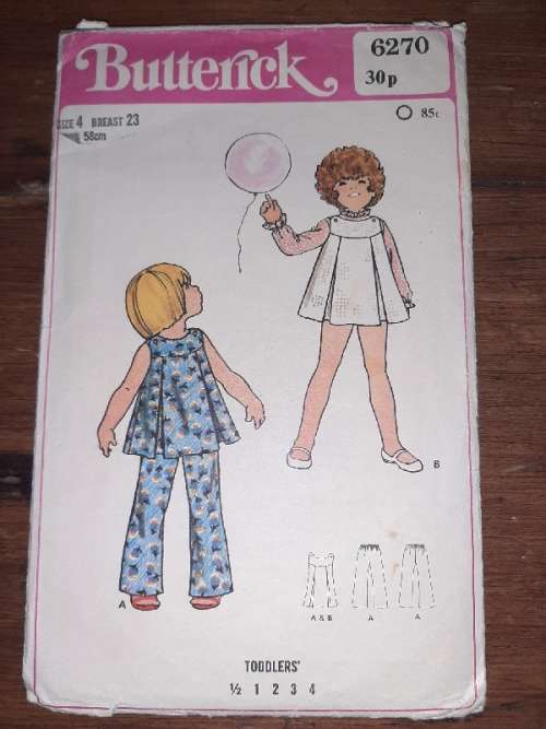 Butterick Toddler Size 4 Clothing Pattern