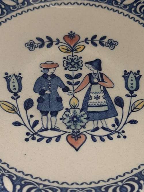 Hearts & Flowers Staffordshire Old Granite Hand Engraved Ironstone Saucer