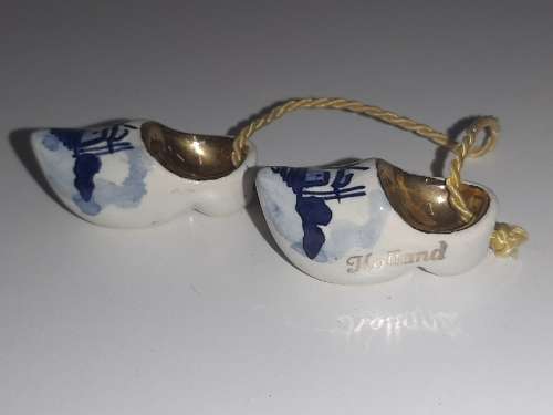 Pair of Small Delft Holland Cloggs