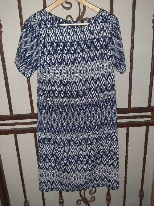 White and Navy Dress - Size 10