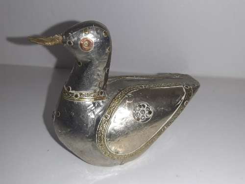 Vintage Pewter and Brass Duck