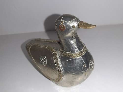 Vintage Pewter and Brass Duck