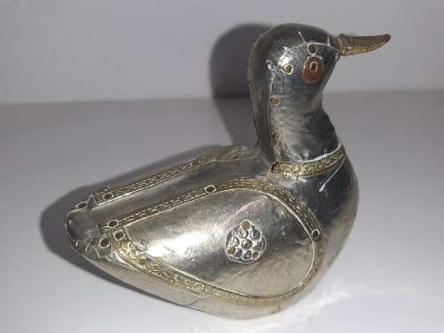 Vintage Pewter and Brass Duck