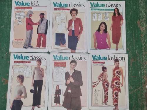 6 x  Value Clothing Patterns