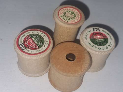 4 x Vintage Wooden Cotton Reels