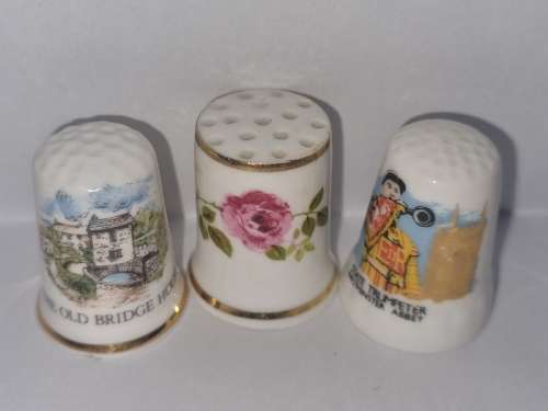 3 x Fine Bone China Thimbles - Made in England