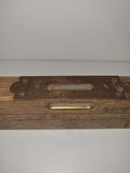 Vintage Wooden Level with Brass inlays