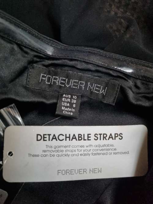 Forever New Black Evening Dress with detachable straps - Size 10 - New