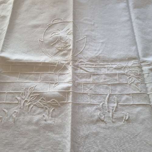 Vintage Embroidered Humpty Dumpty Pillow Case