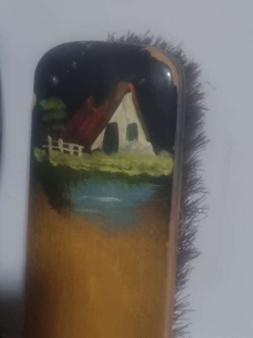 2 Piece Handpainted wooden Holland Clog and Brush set