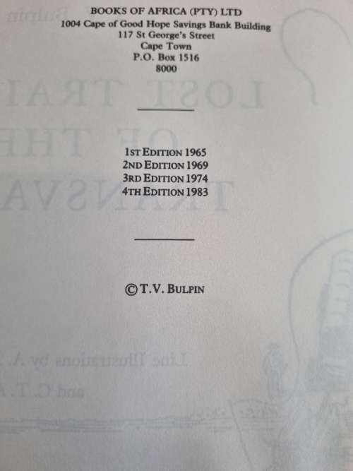 Lost Trails of the Transvaal - T.V. Bulpin