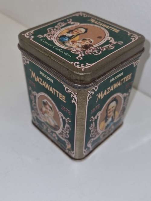 Small Mazawattee Tea Tin - 7cm x 7cm x 9cm