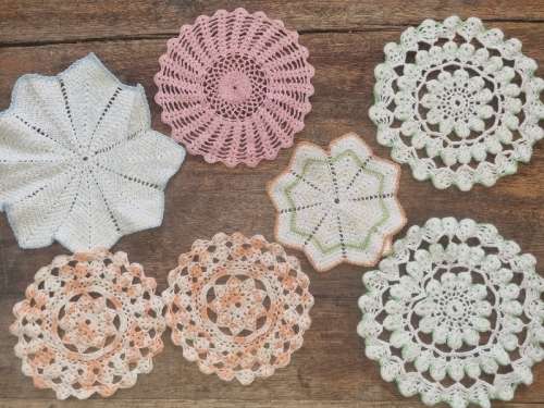 7 x Colorful Crochet Doilies