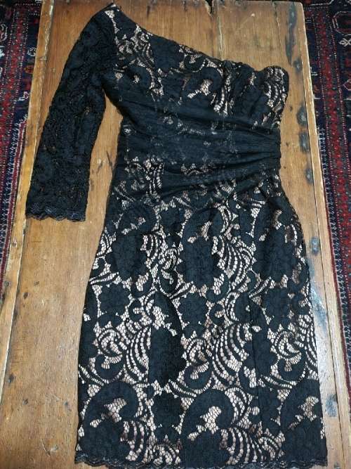Beautiful Jason Kieck Black Lace Dress - One Shoulder Dress - Size Small