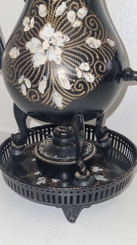 Beautiful Vintage Hand Painted Coffee Pot with Tap on stand - See pictures