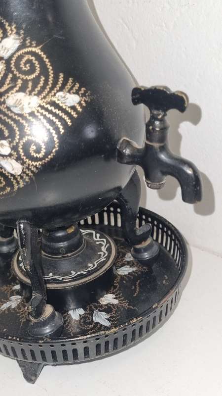 Beautiful Vintage Hand Painted Coffee Pot with Tap on stand - See pictures