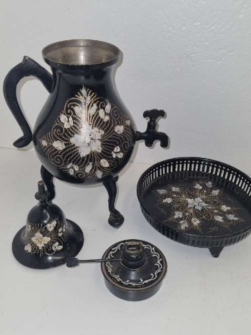 Beautiful Vintage Hand Painted Coffee Pot with Tap on stand - See pictures