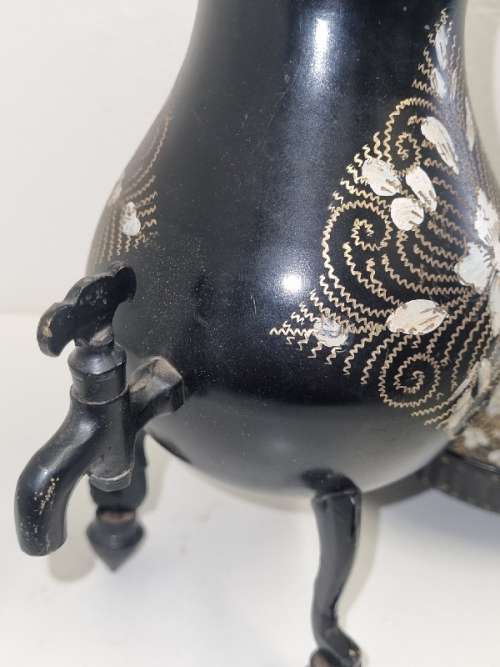 Beautiful Vintage Hand Painted Coffee Pot with Tap on stand - See pictures