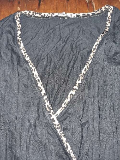 Black Wrap Dress with Animal Print detail - Size 34