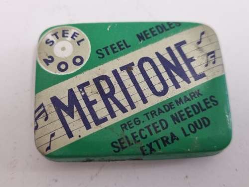 Vintage Meritone Gramophone Needles Tin - Empty