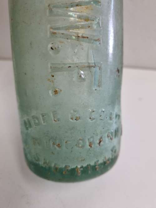 Vintage M.W.F. Hope & Co. Ltd Sheffield Glass Bottle with marble