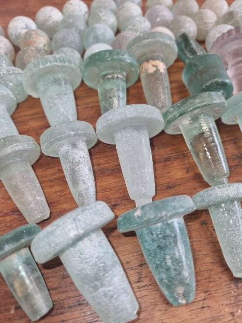 Large lot of Vintage Glass Bottle lids and marbles - see pictures