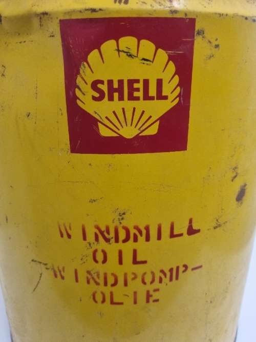 Vintage Shell Windmill Oil 5 Gallon Tin - Shell Windpompolie - 5 Gellings