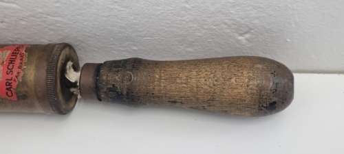 Vintage Brass Carl Schlieper Syringe Sprayer Tool - Flower Sprayer with wooden handle