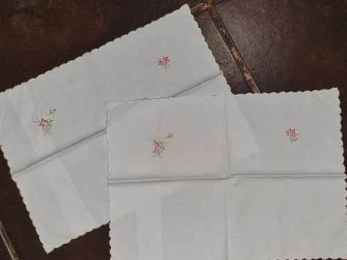 2 x Vintage Embroidered Baby Pillow Cases