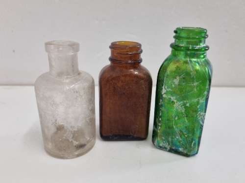 3 x Small Vintage Bottles - Height - +- 7cm each