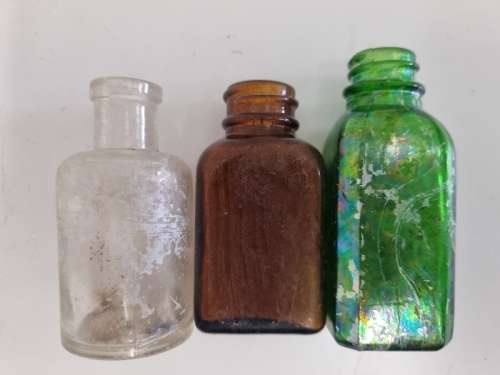 3 x Small Vintage Bottles - Height - +- 7cm each