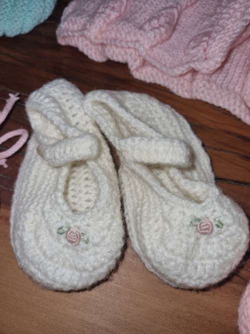 Vintage Baby Lot - Incl. Knitted Jersey, 6 Booties, etc.