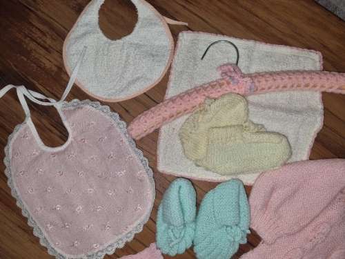 Vintage Baby Lot - Incl. Knitted Jersey, 6 Booties, etc.