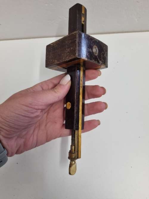 Vintage Marking Gauge - Wood with brass inlays