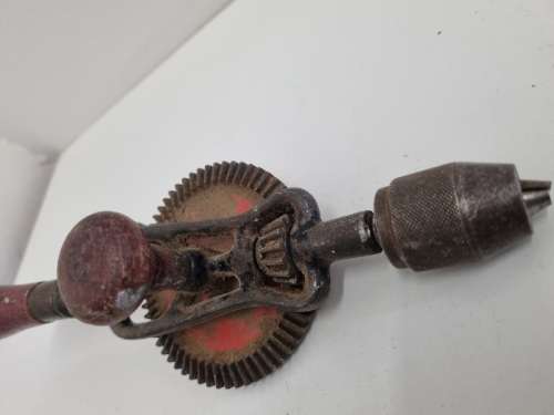 Vintage Hand Drill with Wooden Handle