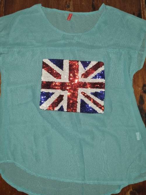 Top with sequins Union Jack detail - Size M