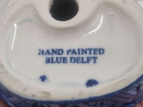 Hand Painted Blue Delft Cat Ornament