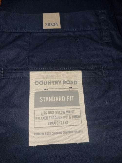 Country Road - 100% Cotton Navy Standard Fit pants - Size 38 x 34