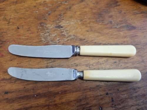 2 x Vintage Mini Bone Handle Knives - 12cm