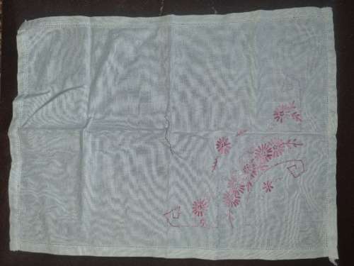 Vintage Embroidered Tea Tray Cloth - 44cm x 32cm