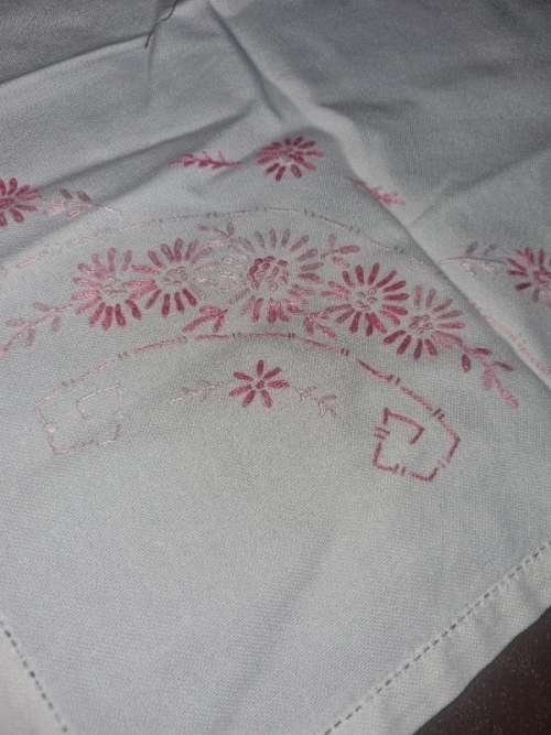 Vintage Embroidered Tea Tray Cloth - 44cm x 32cm