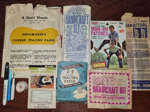 Vintage Haberdashery - Including Tracking paper, Handcraft kit, measuring tape, etc.