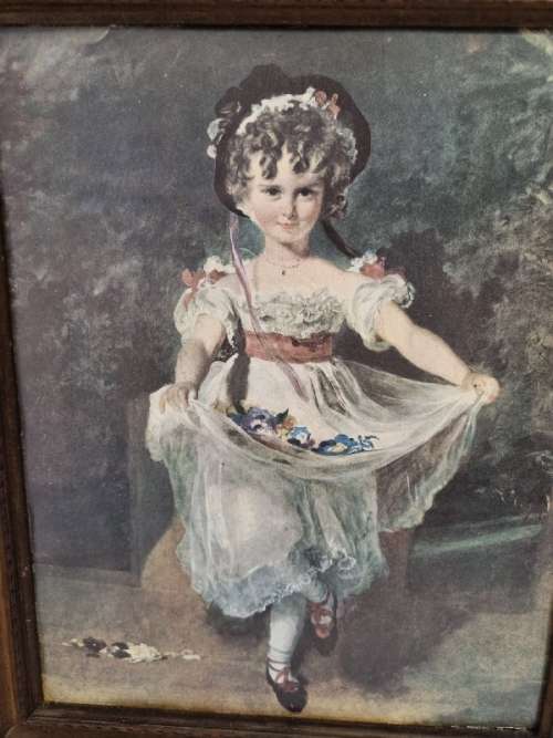 2 x Beautiful Framed Prints - Boy and Girl - Wooden Frames