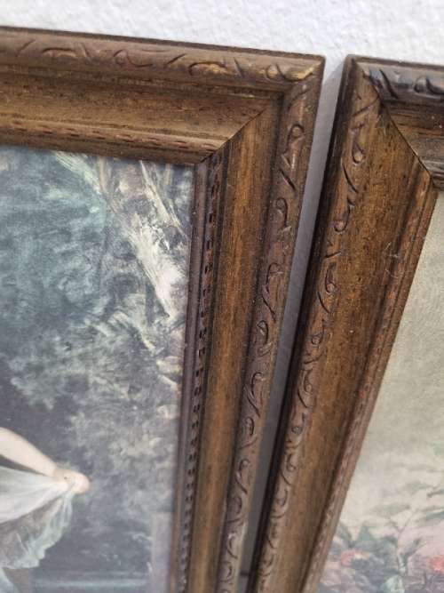 2 x Beautiful Framed Prints - Boy and Girl - Wooden Frames