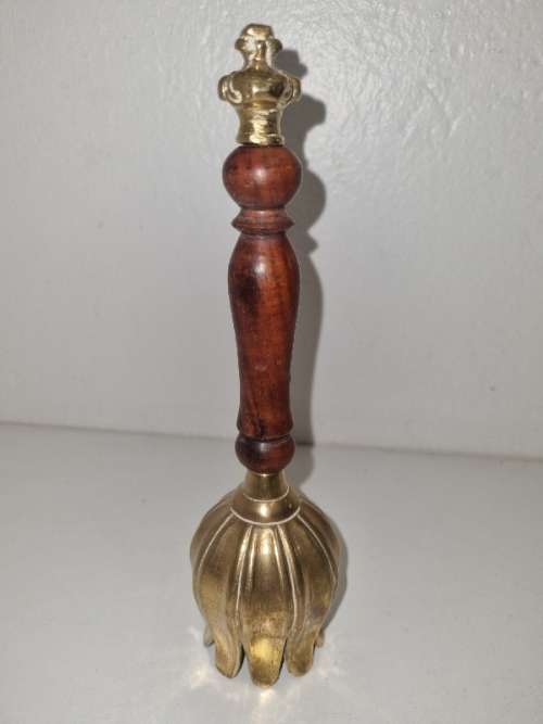 Beautiful Brass Bell with wooden handle - Height - 19cm