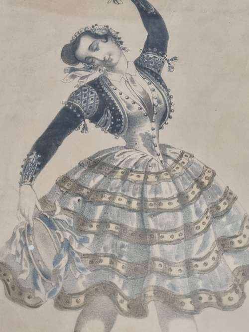 2 x Theatre Costume Framed Prints with glass - Vintage