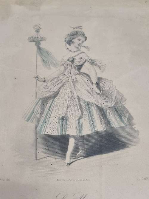 2 x Theatre Costume Framed Prints with glass - Vintage