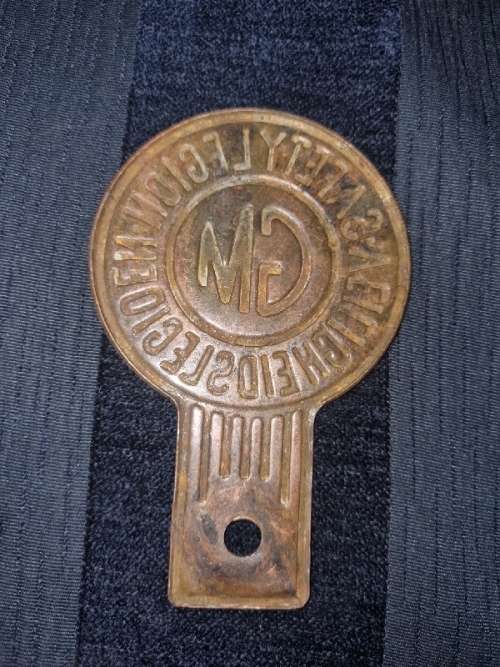 Vintage GM Safety Legion / Veiligheidslegioen Badge - 10cm x 6.5cm