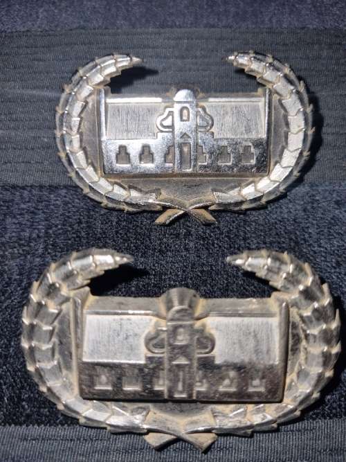 2 x Vintage Chevrolet Constantia Metal Car Badges - 6.2cm x 4.2cm each